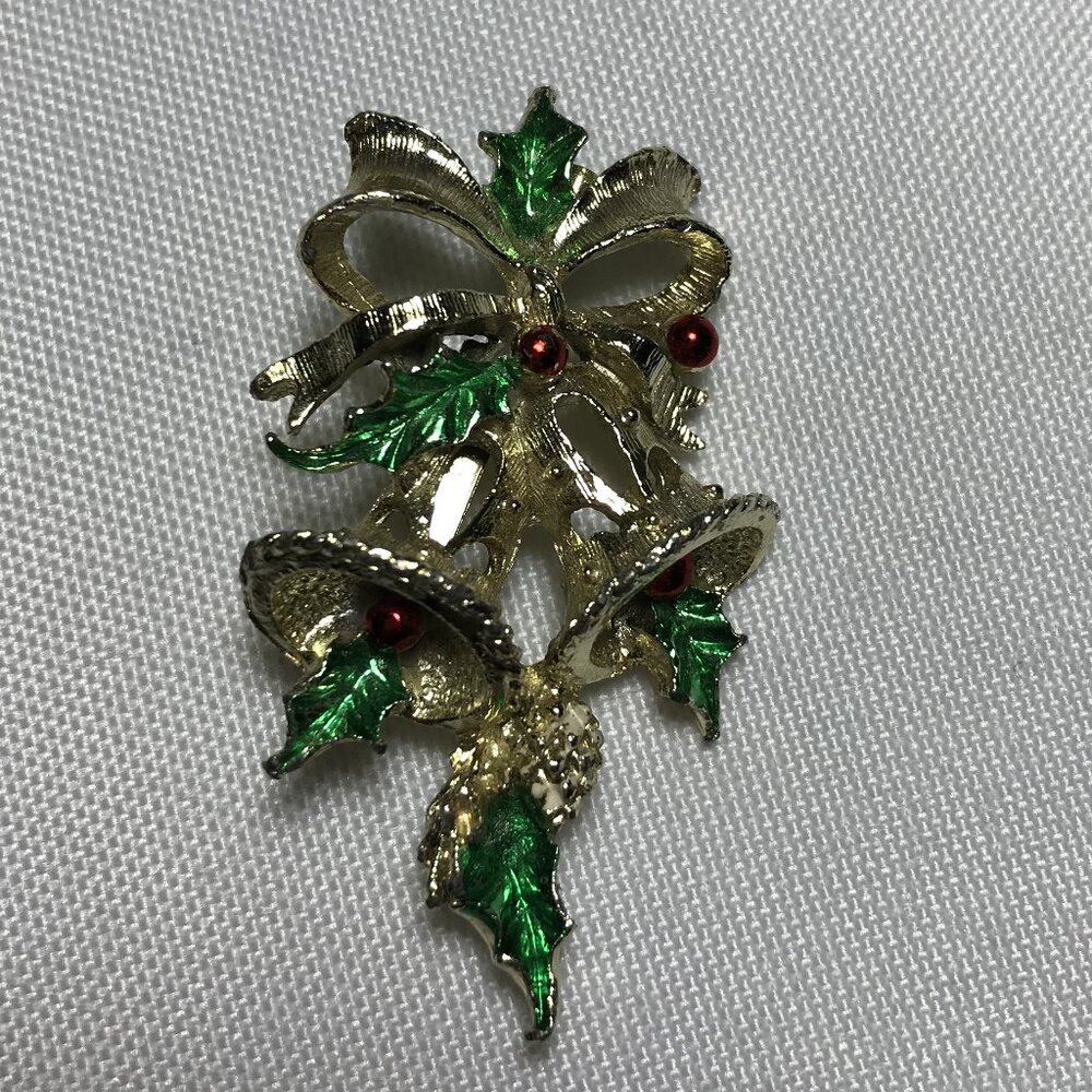 Silver Bells Holiday Brooch signed Gerry's